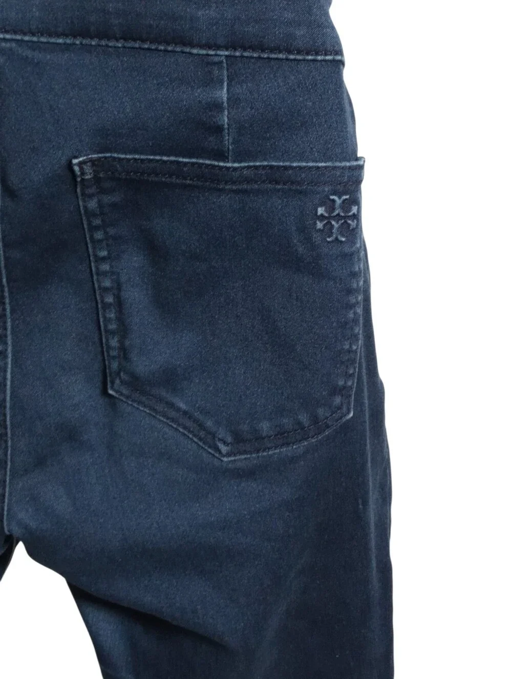 Tory Burch Stretch Side Zip Skinny Jeans Dark Indigo Pull On Denim Sz 26